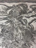 Ancienne gravure Jacques Callot la tentation de Saint Antoine dragon portrait - Miniature 2