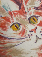 Litho EA portrait de chat sur la table signé Daniel Du Janerand art moderne - Miniature 2