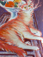 Litho EA portrait de chat sur la table signé Daniel Du Janerand art moderne - Miniature 6