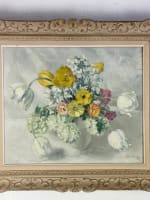 Tableau bouquet de fleurs peinture huile Hélène Rivière Toulouse Henri Martin - Miniature 11