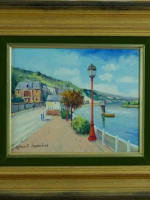 Tableau ancien Kaprielian bord de rivière animé la Seine Normandie Arménie HST - Miniature 1