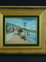 Tableau ancien Kaprielian bord de rivière animé la Seine Normandie Arménie HST - Miniature 2