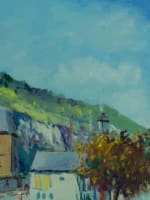 Tableau ancien Kaprielian bord de rivière animé la Seine Normandie Arménie HST - Miniature 6