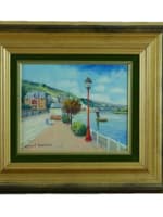 Tableau ancien Kaprielian bord de rivière animé la Seine Normandie Arménie HST - Miniature 10