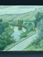 Tableau ancien paysage impressionniste bord du Lot rivière E. Chauvelot Albas - Miniature 2