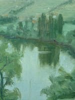 Tableau ancien paysage impressionniste bord du Lot rivière E. Chauvelot Albas - Miniature 3