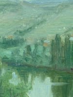 Tableau ancien paysage impressionniste bord du Lot rivière E. Chauvelot Albas - Miniature 4