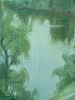 Tableau ancien paysage impressionniste bord du Lot rivière E. Chauvelot Albas - Miniature 8