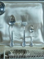 Ancienne ménagère Ercuis couverts Victoria / Contours 37 pièces écrin métal arg. - Miniature 6