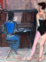 Ancien dessin Maurice Melat ballerine répétition Capitole Toulouse 1950 gouache - Miniature 1