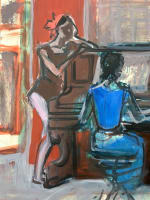 Ancien dessin Maurice Melat ballerine répétition Capitole Toulouse 1950 gouache - Miniature 6