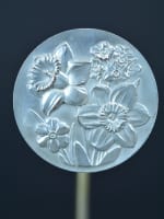 Ancienne broche Art Déco en bronze argenté fleurs signée GV bijou ancien - Miniature 4