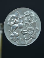 Ancienne broche Art Déco en bronze argenté fleurs signée GV bijou ancien - Miniature 6