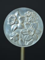 Ancienne broche Art Déco en bronze argenté fleurs signée GV bijou ancien - Miniature 8