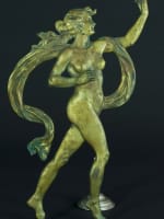 Grand parement bronze doré jeune femme nue drapé muse antique 40 cm signé E.B - Miniature 4