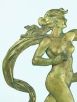 Grand parement bronze doré jeune femme nue drapé muse antique 40 cm signé E.B - Miniature 5
