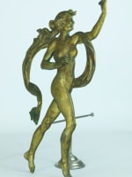Grand parement bronze doré jeune femme nue drapé muse antique 40 cm signé E.B - Miniature 9