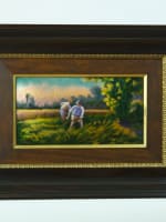 Ancien tableau paysage les travaux des champs email de Limoges Bardonnaud cadre - Miniature 1