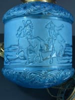 Lampe lanterne signée Baccarat bleu pétrole Russian Troika hanging lantern XIXe - Miniature 1