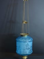 Lampe lanterne signée Baccarat bleu pétrole Russian Troika hanging lantern XIXe - Miniature 2