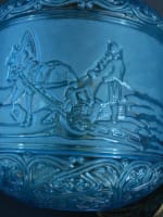 Lampe lanterne signée Baccarat bleu pétrole Russian Troika hanging lantern XIXe - Miniature 5