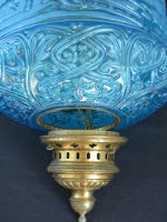 Lampe lanterne signée Baccarat bleu pétrole Russian Troika hanging lantern XIXe - Miniature 7