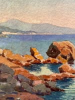 Romain Jouve ancienne aquarelle marine plage de Carqueiranne Toulon bord de mer - Miniature 1