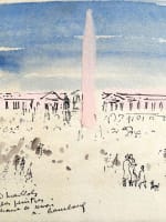Ancien dessin André Hambourg place de la Concorde animée envoi plume aquarelle - Miniature 1