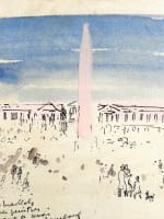 Ancien dessin André Hambourg place de la Concorde animée envoi plume aquarelle - Miniature 5