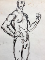 Dessin ancien portrait homme nu debout Jan Jacob Ten Kate II (1883-1969) - Miniature 1