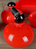 Ancienne garniture de toilette Art déco verre rouge Tango Powolny Loetz - Miniature 4