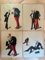 Ancien tableau militaria portrait militaire politicien caricature Robert x 4 - Miniature 2