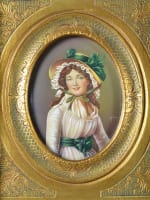 Tableau ancien miniature portrait Madame Emilie Sériziat signé encadré - Miniature 2
