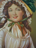 Tableau ancien miniature portrait Madame Emilie Sériziat signé encadré - Miniature 5