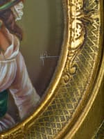 Tableau ancien miniature portrait Madame Emilie Sériziat signé encadré - Miniature 6