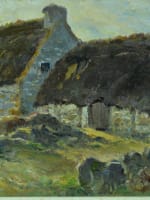 Tableau ancien paysage ferme chaumière bretonne Gaston Guignard HSP cadre - Miniature 3