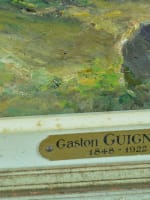 Tableau ancien paysage ferme chaumière bretonne Gaston Guignard HSP cadre - Miniature 5