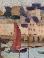 Tableau ancien port bateau marine Bretagne Normandie anglais Mary Ludlow 1900 - Miniature 4