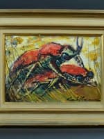 Ancien tableau expressionniste signé Rodolphe Caillaux portrait Les Scarabées - Miniature 8