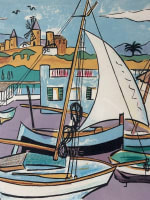 Belle lithographie moderne, le port Ibiza palma de Majorque, Renée Aspe, 1960 - Miniature 7