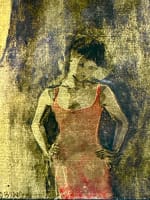 Beau tableau moderne laque sur panneau portrait de couple dénudé Oculus Gobing - Miniature 4