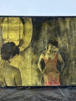 Beau tableau moderne laque sur panneau portrait de couple dénudé Oculus Gobing - Miniature 5