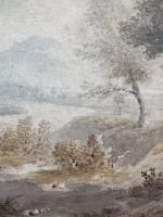 Ancien dessin paysage animée ruines Italie Grand Tour Rome Naples signé Brune - Miniature 3