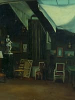 Ancien tableau dans l'atelier de l'artiste peintre Pyrénées scène intérieur 1860 - Miniature 2