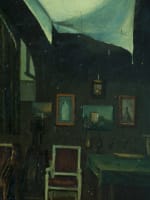 Ancien tableau dans l'atelier de l'artiste peintre Pyrénées scène intérieur 1860 - Miniature 4