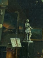 Ancien tableau dans l'atelier de l'artiste peintre Pyrénées scène intérieur 1860 - Miniature 5