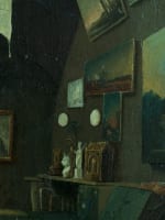 Ancien tableau dans l'atelier de l'artiste peintre Pyrénées scène intérieur 1860 - Miniature 7