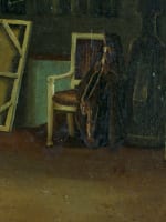 Ancien tableau dans l'atelier de l'artiste peintre Pyrénées scène intérieur 1860 - Miniature 9