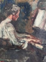 Ancien tableau portrait dame au piano salon Paul Dantin Juliette musique 1900 - Miniature 4