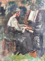 Ancien tableau portrait dame au piano salon Paul Dantin Juliette musique 1900 - Miniature 17